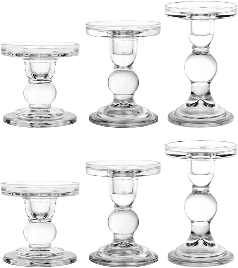 Clear Crystal Glass Conical Candle Holders