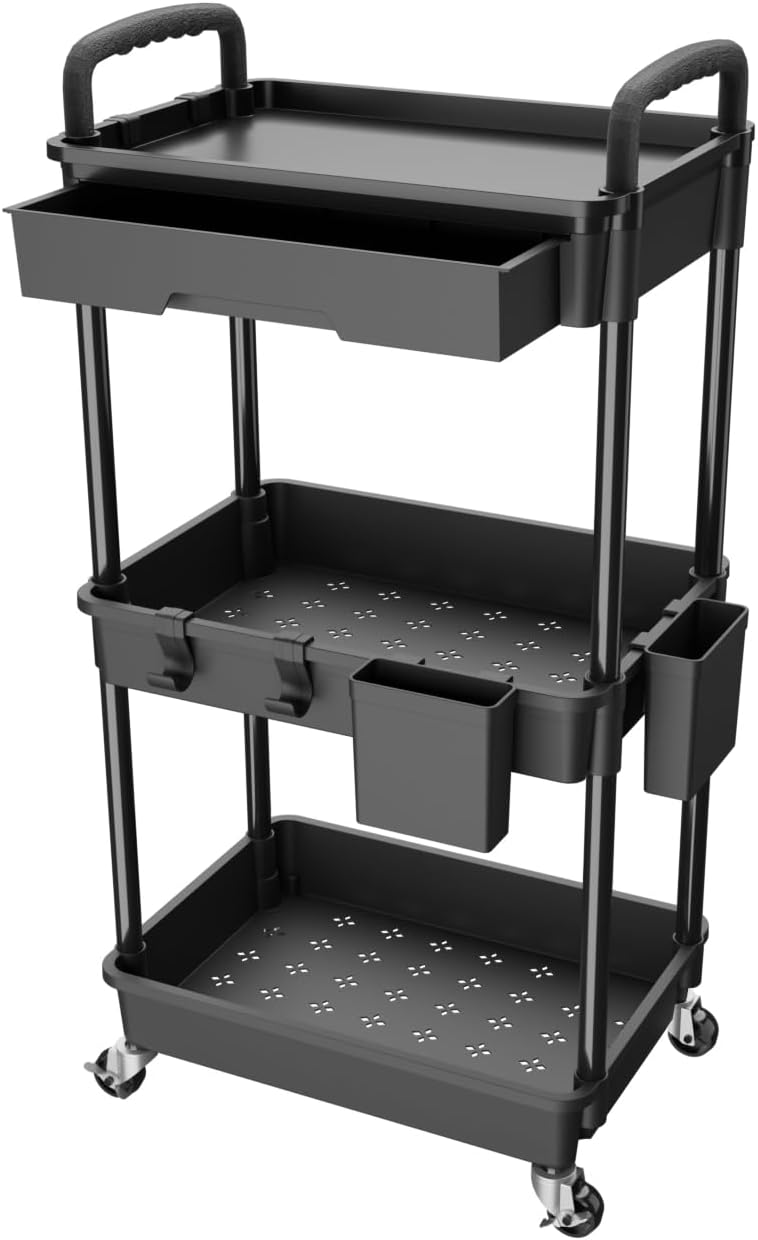 Three Tier Drawer Rolling Utility Storage Cart