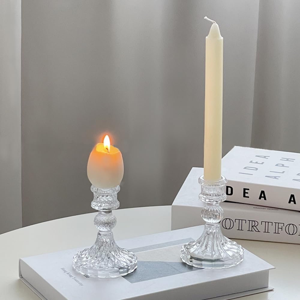 Clear Glass Taper Wedding Candle Holders