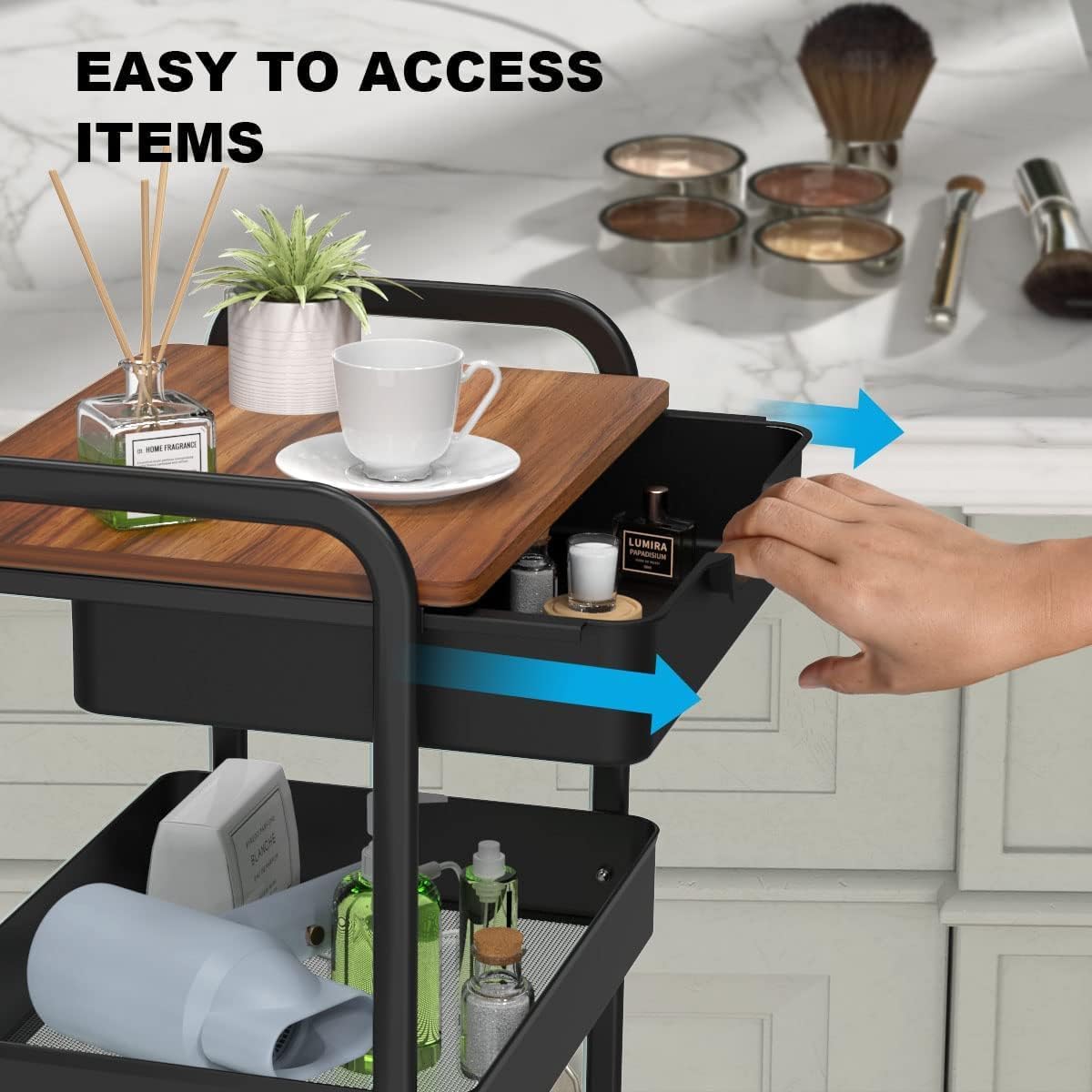 Drawer Top Lockable Metal Rolling Storage Cart