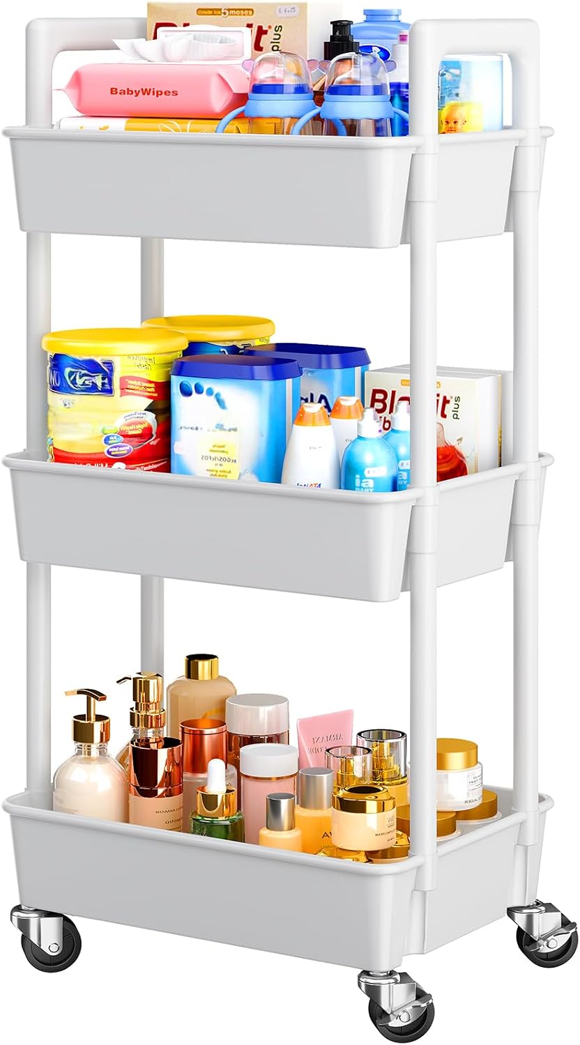 Plastic Lockable Wheeled Rolling Storage Cart
