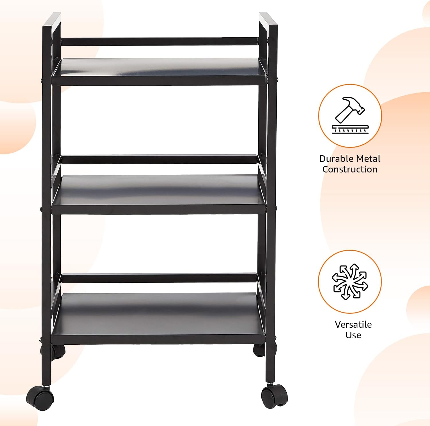 Three Tier Mobile Metal Rolling Storage Cart