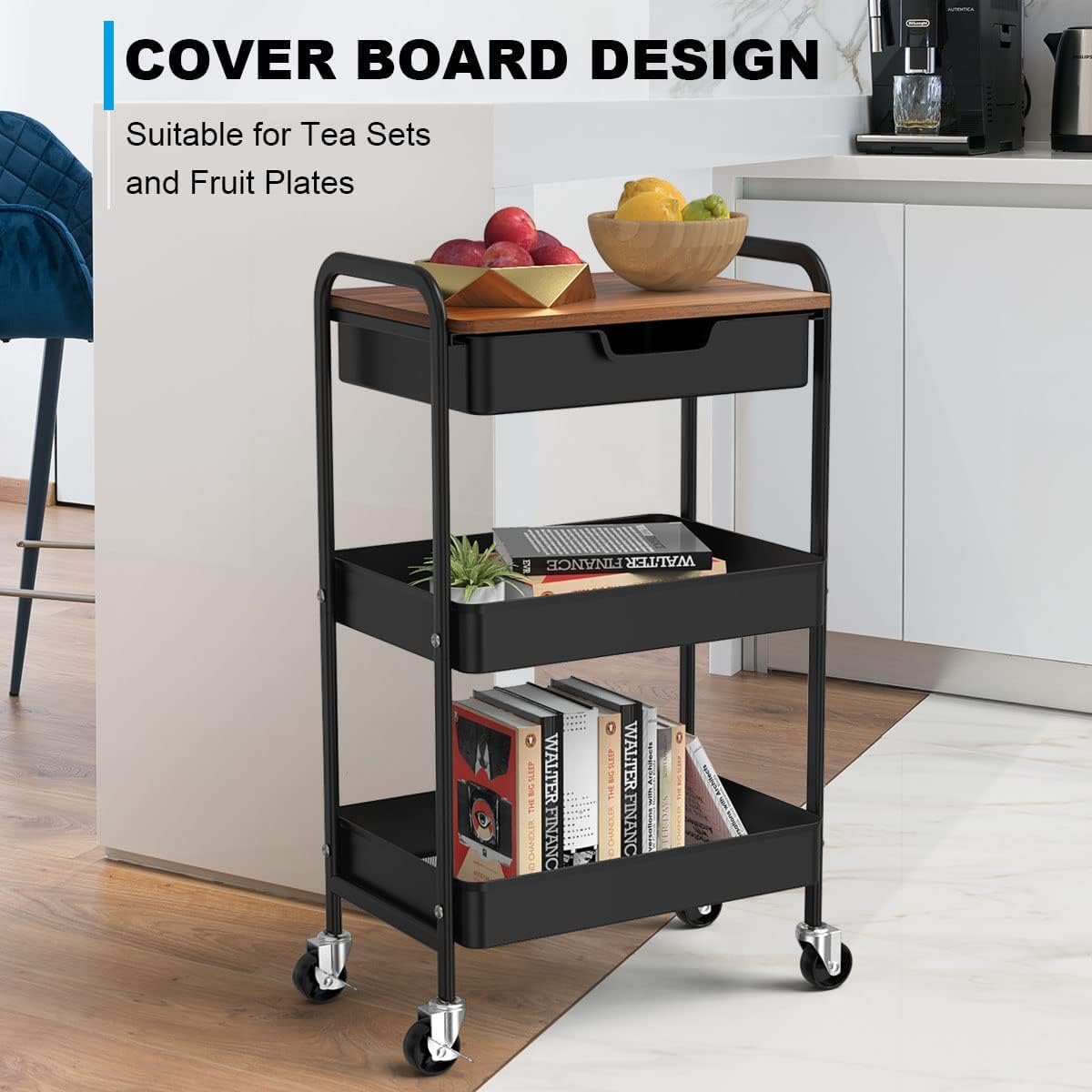 Drawer Top Lockable Metal Rolling Storage Cart