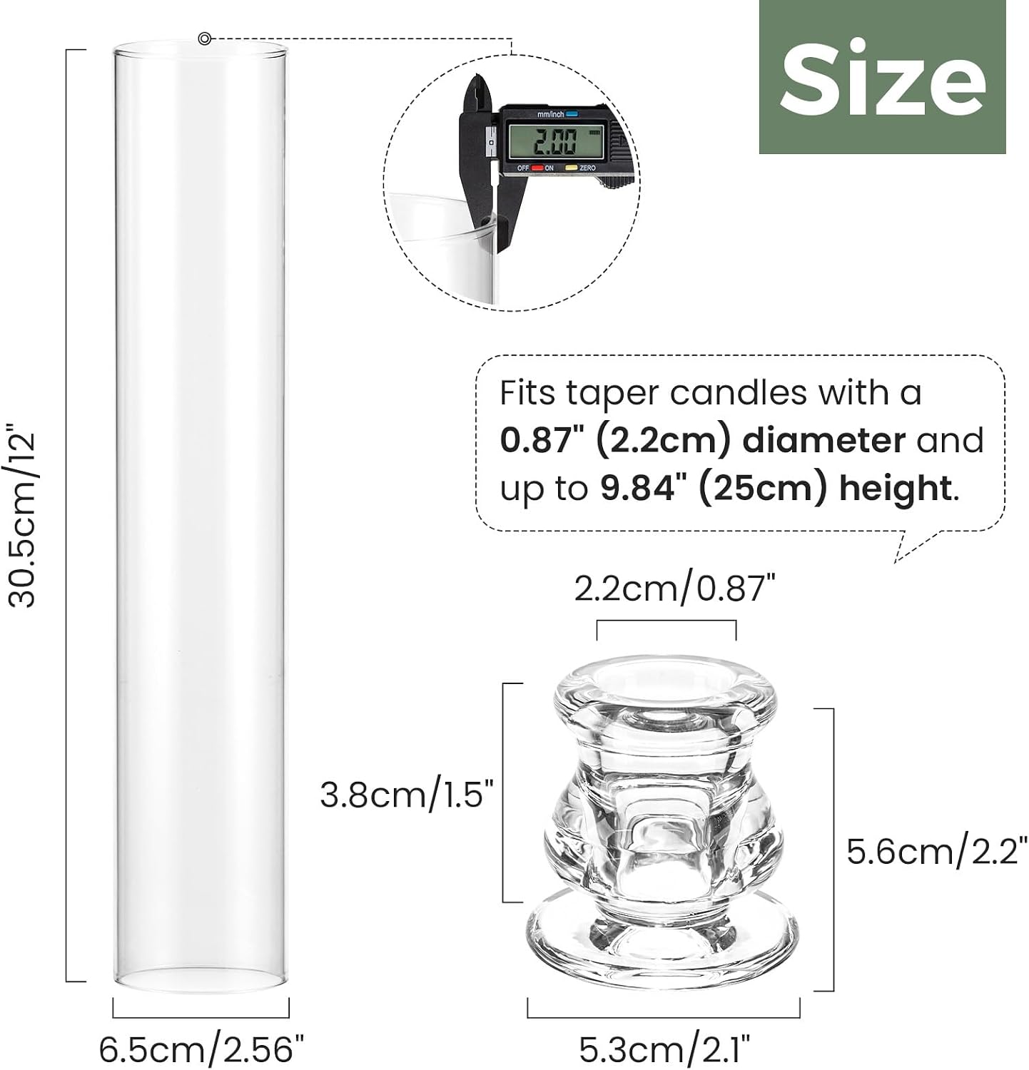 Tall Windproof Glass Taper Candle Holders