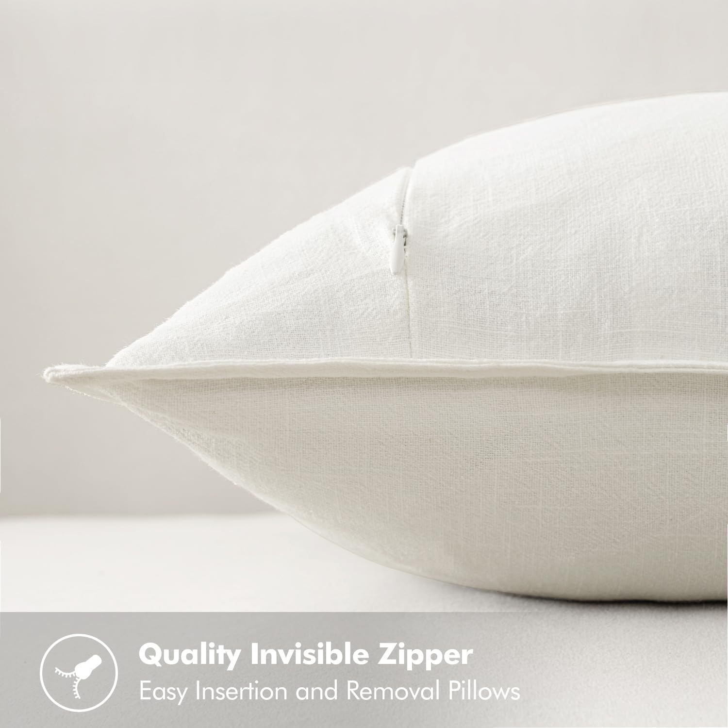 Cream Linen 24x24 Euro Pillow Covers Set of 2