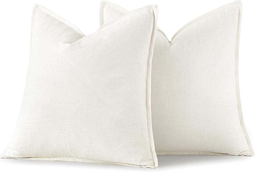 Cream Linen 24x24 Euro Pillow Covers Set of 2
