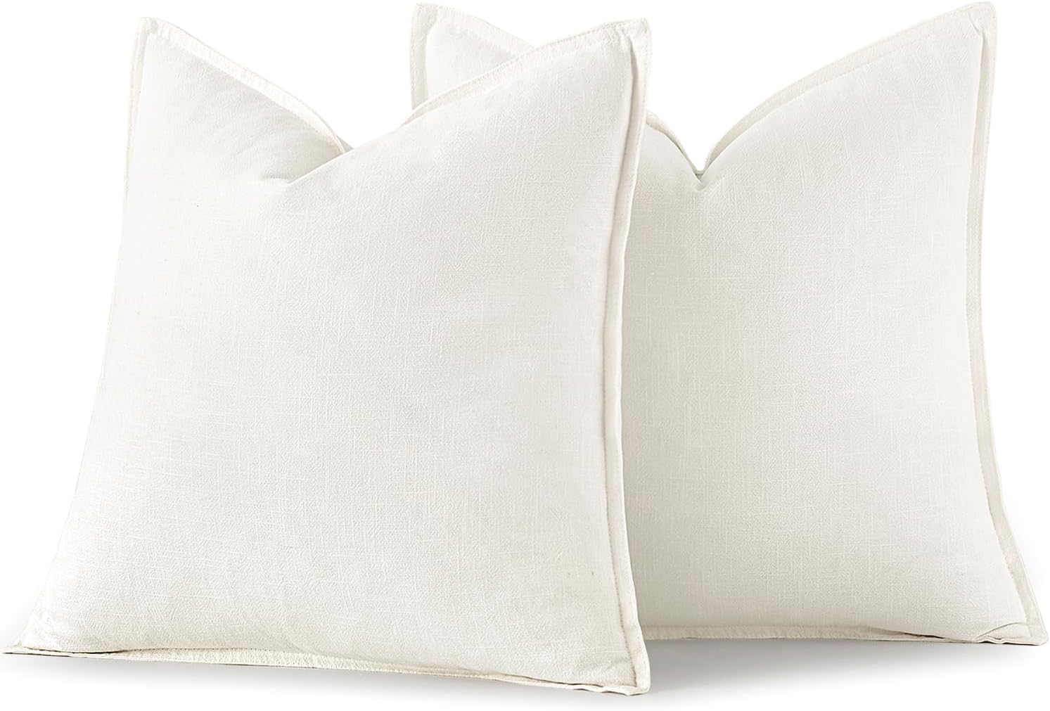 Cream Linen 24x24 Euro Pillow Covers Set of 2