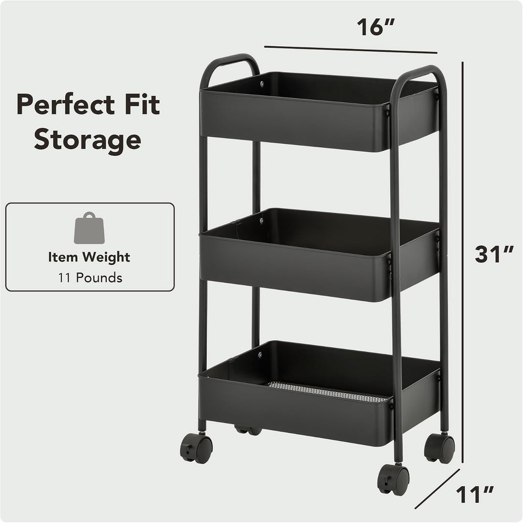Mesh Basket Metal Wheeled Rolling Storage Cart