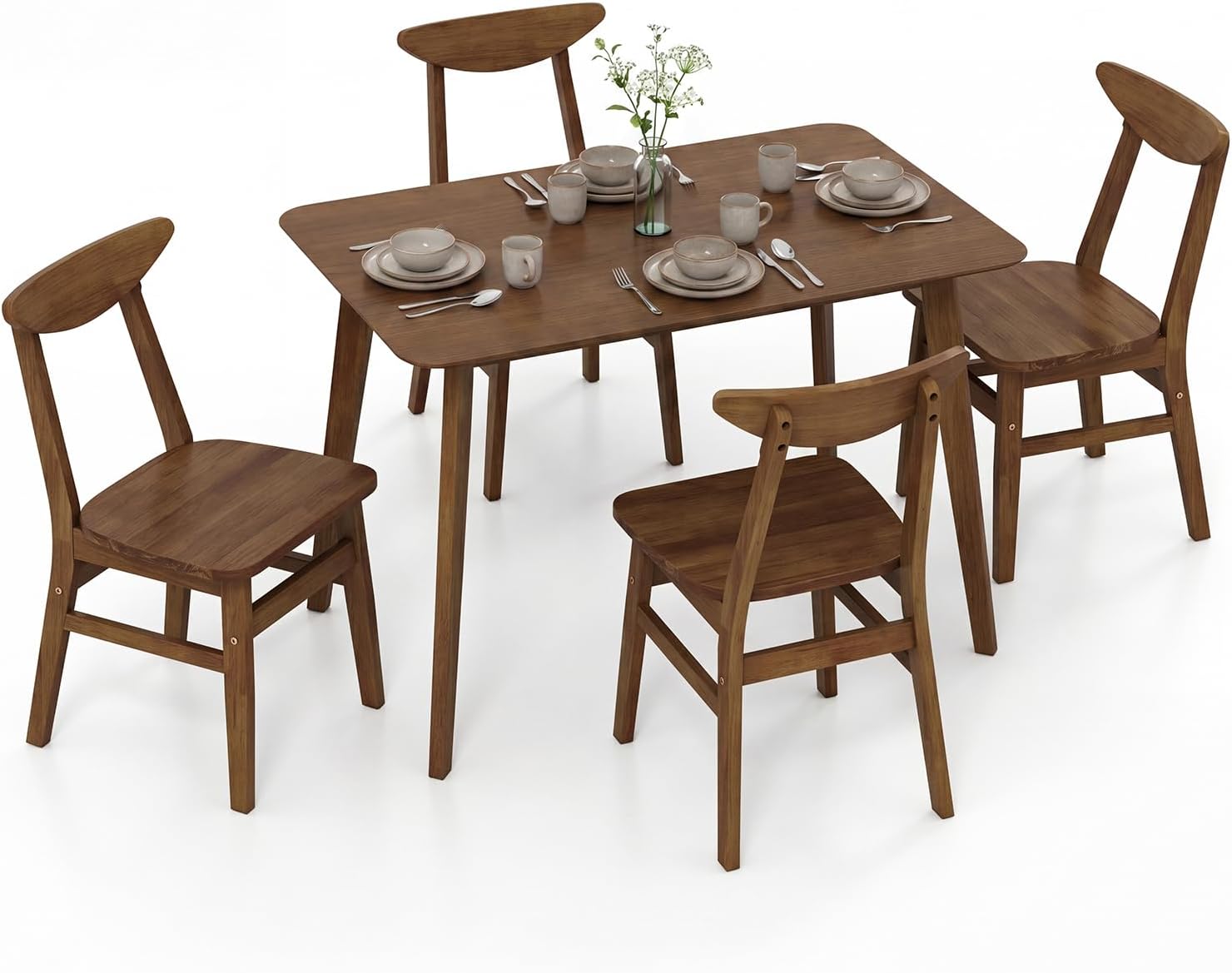 Mid Century Wood 5 Piece Dining Set For Four