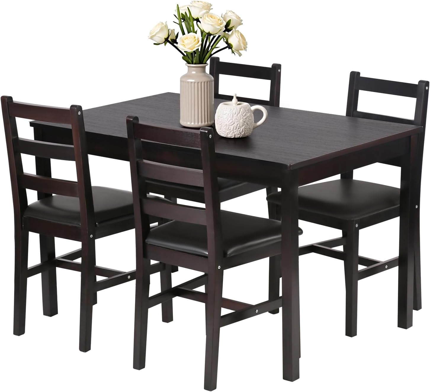 Space Saving Wood 5 Piece Dining Set For Four