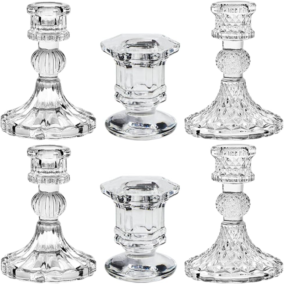 Clear Glass Taper Wedding Candle Holders