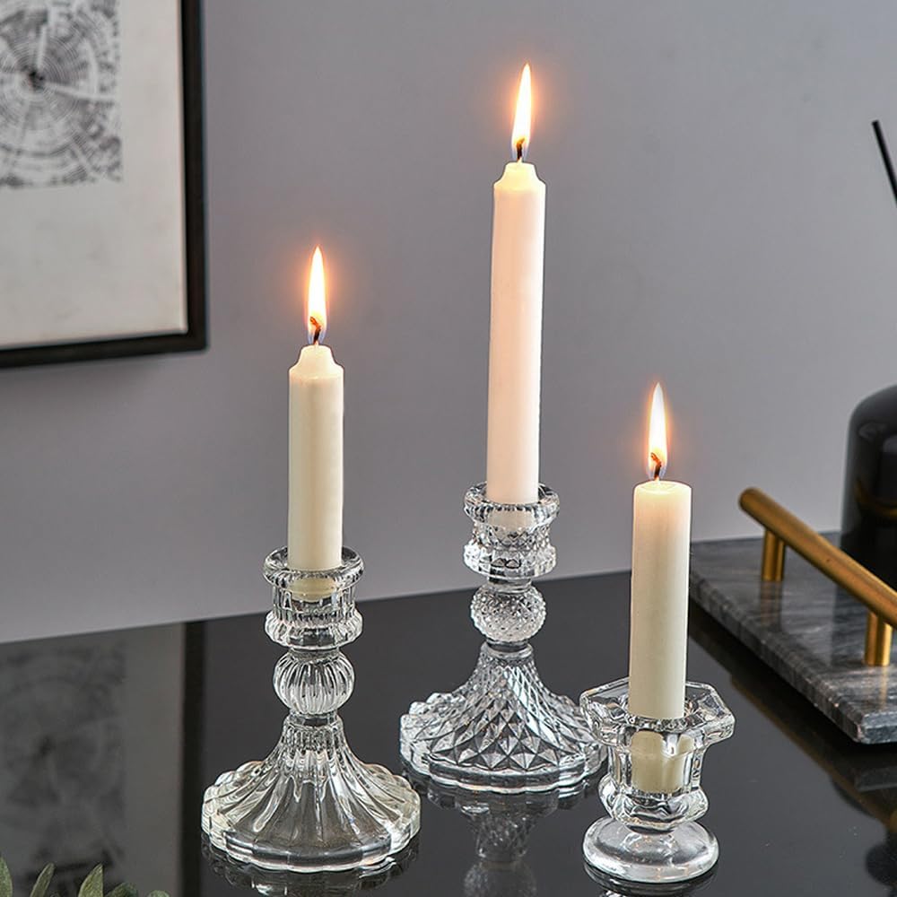 Clear Glass Taper Wedding Candle Holders