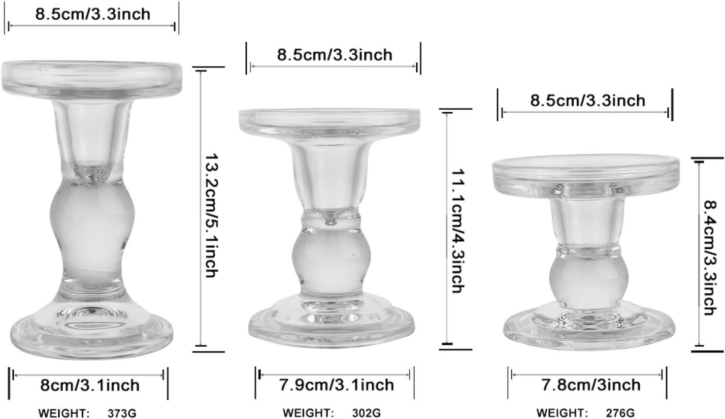Clear Crystal Glass Conical Candle Holders
