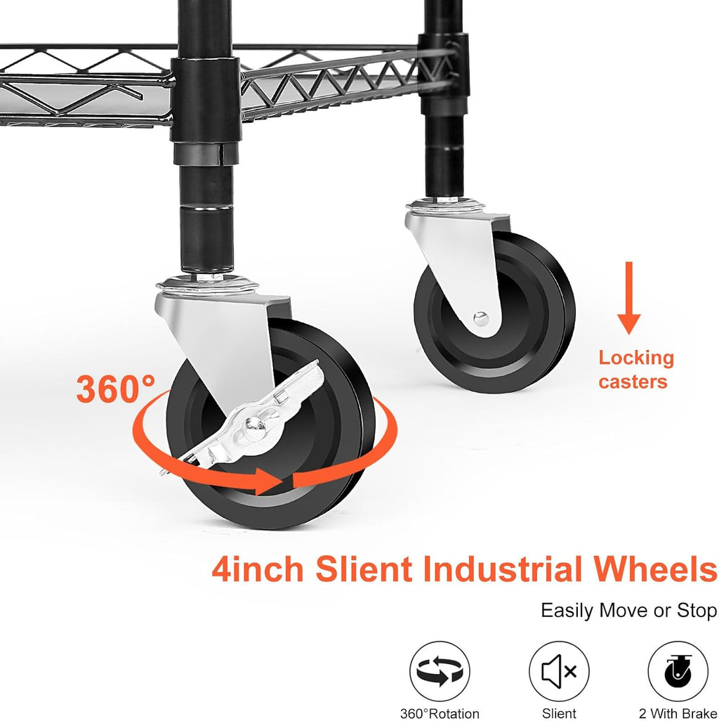 Three Tier Heavy Rolling Metal Utility Cart