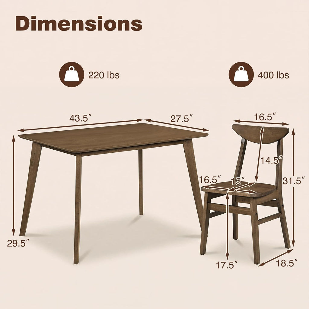 Mid Century Wood 5 Piece Dining Set For Four