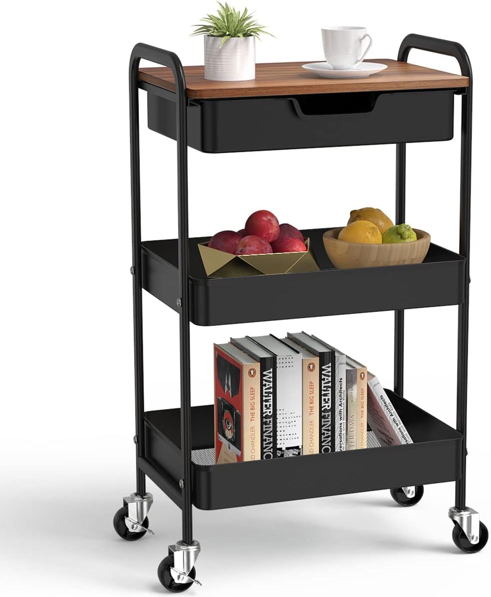 Drawer Top Lockable Metal Rolling Storage Cart