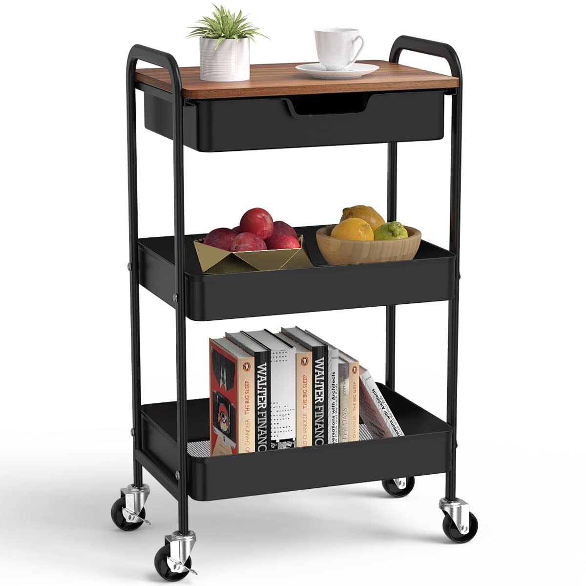 Drawer Top Lockable Metal Rolling Storage Cart