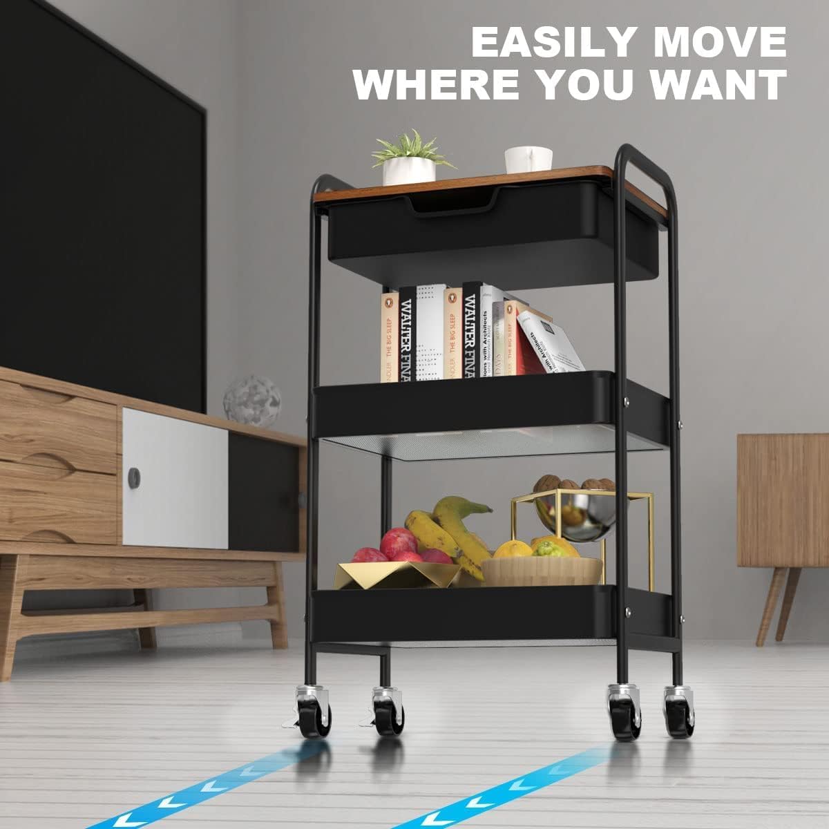 Drawer Top Lockable Metal Rolling Storage Cart