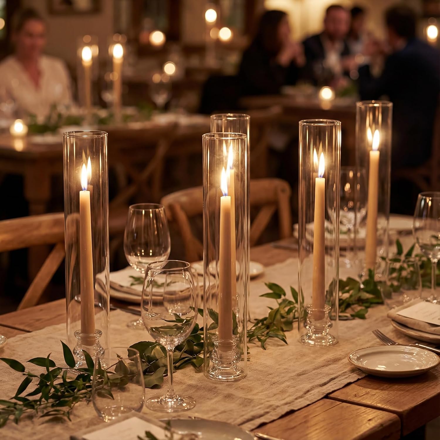 Tall Windproof Glass Taper Candle Holders