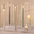 Tall Clear Glass Hurricane Taper Holders