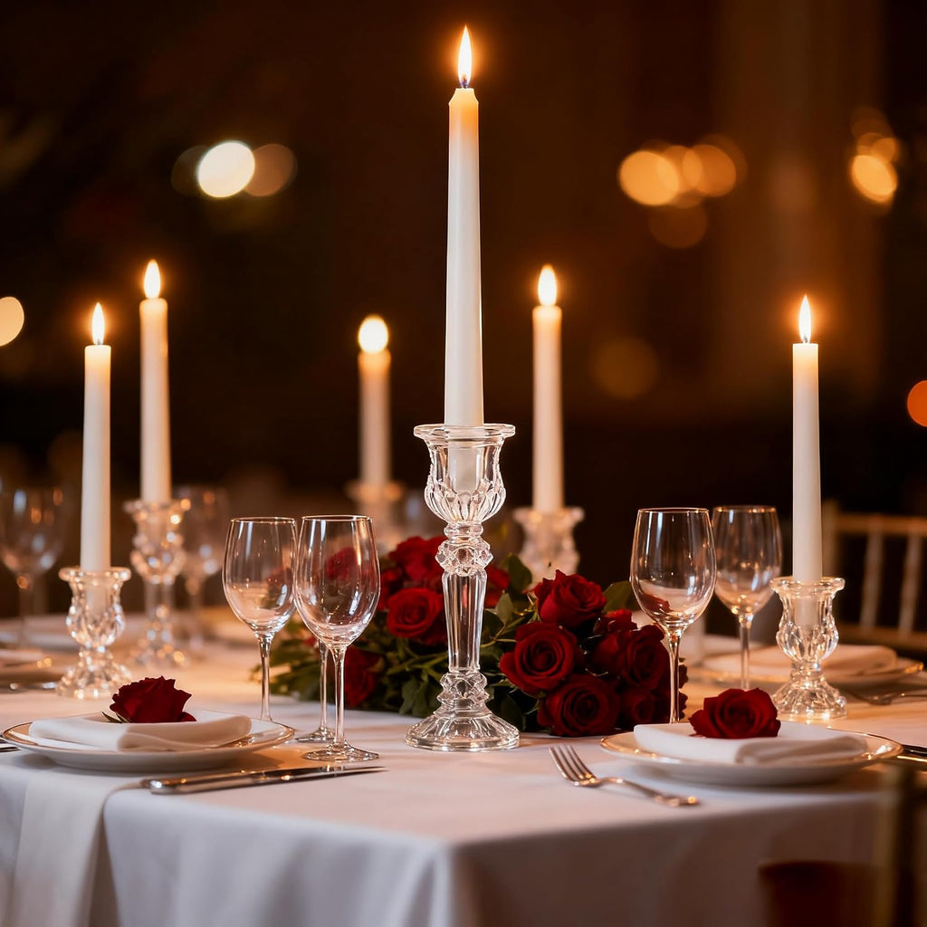Small Clear Glass Taper Candle Holders