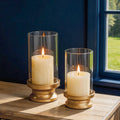 Matte Gold Iron Hurricane Pillar Holders