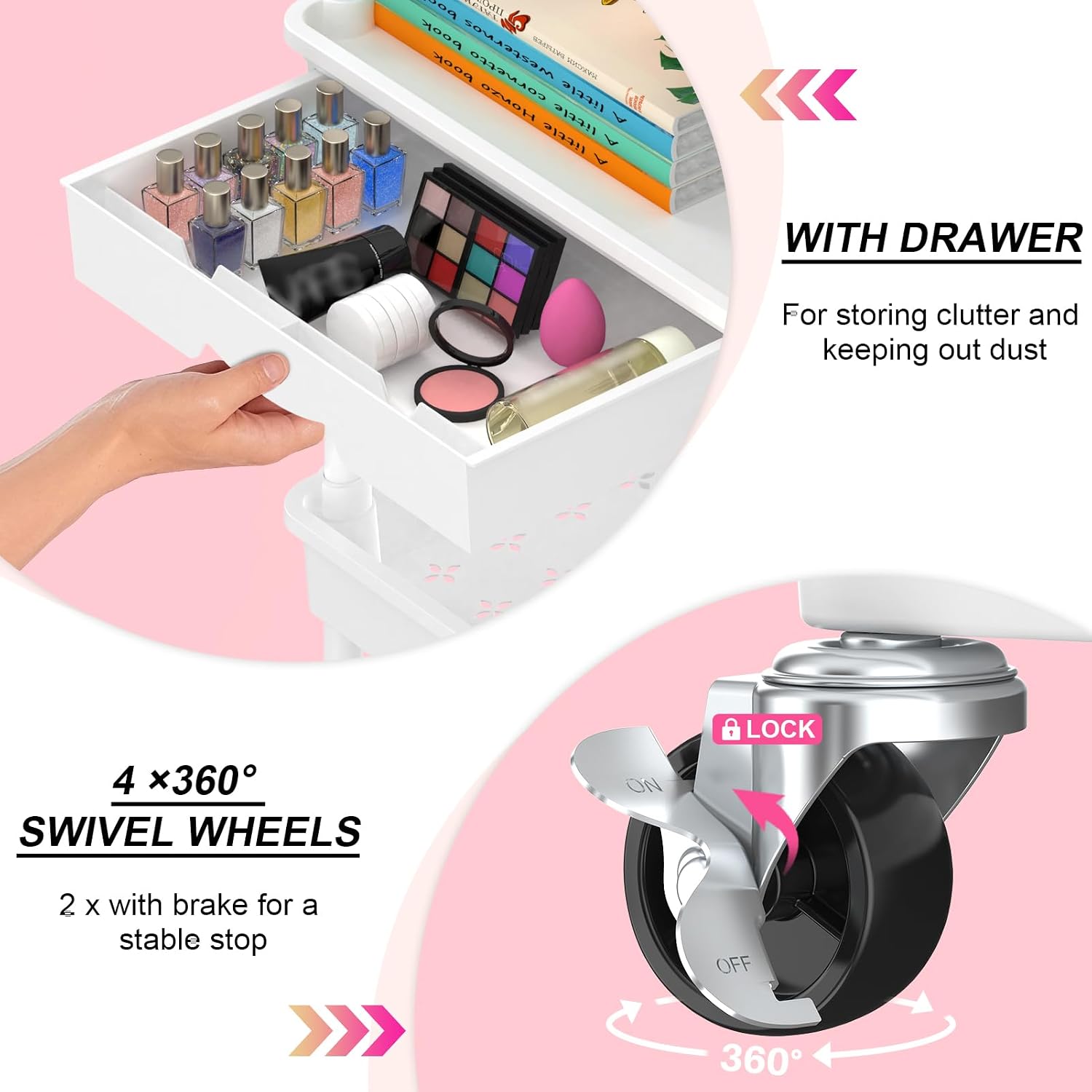 Drawer Lockable Wheeled Rolling Storage Cart