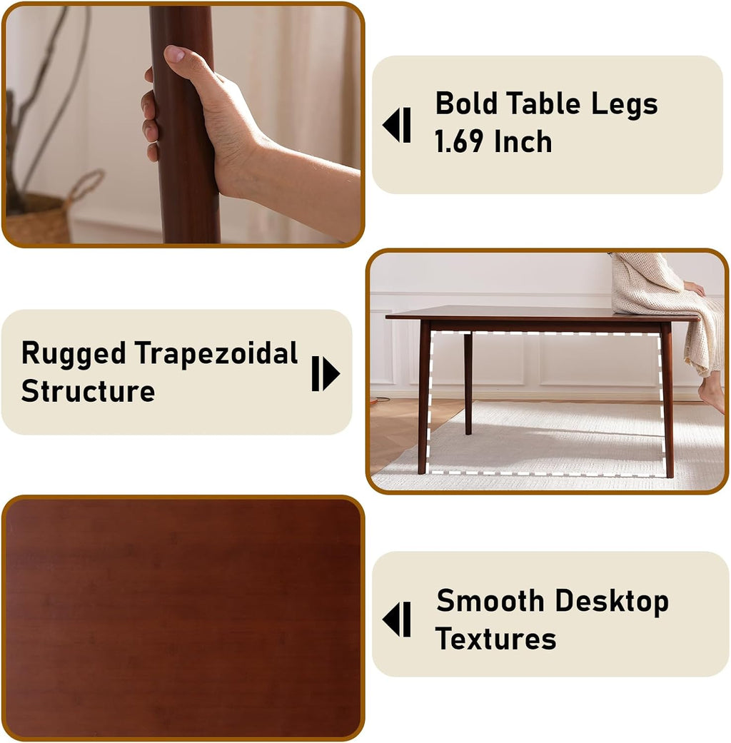 Bamboo Rectangular Dining Table Seats Four To Six