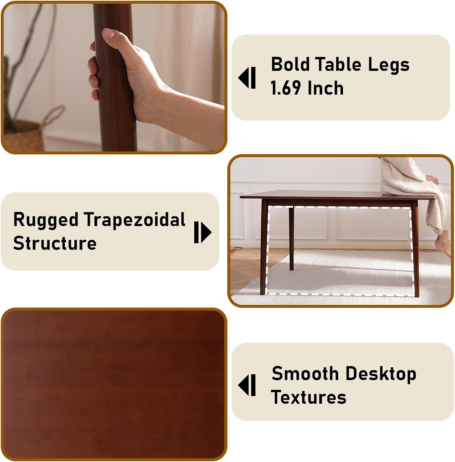 Bamboo Rectangular Dining Table Seats Four To Six