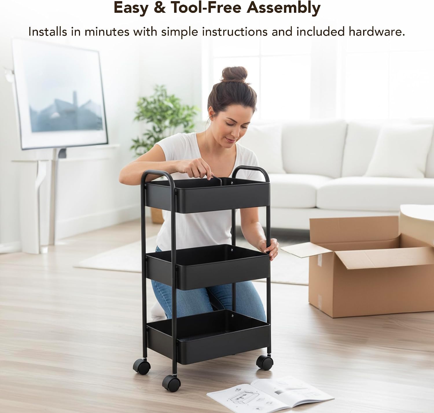 Mesh Basket Metal Wheeled Rolling Storage Cart