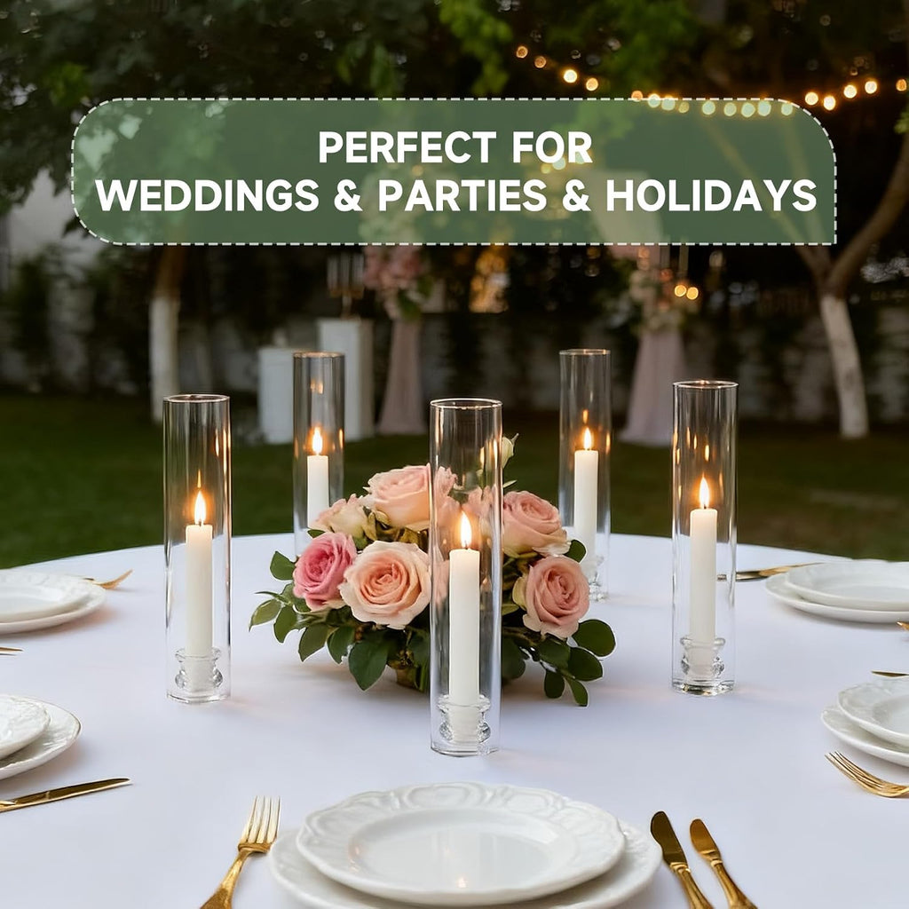 Clear Cylinder Glass Taper Candle Holders