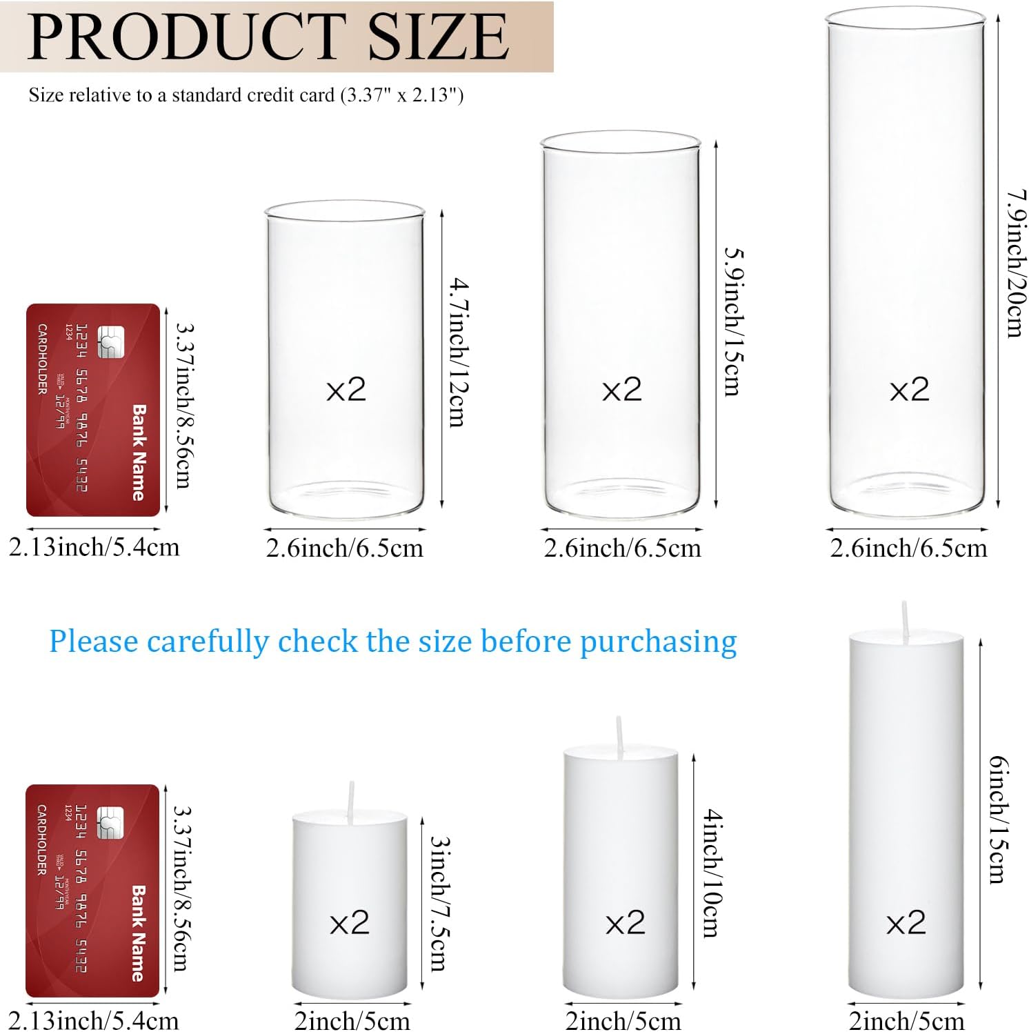 Glass Holders White Pillar Candle Set
