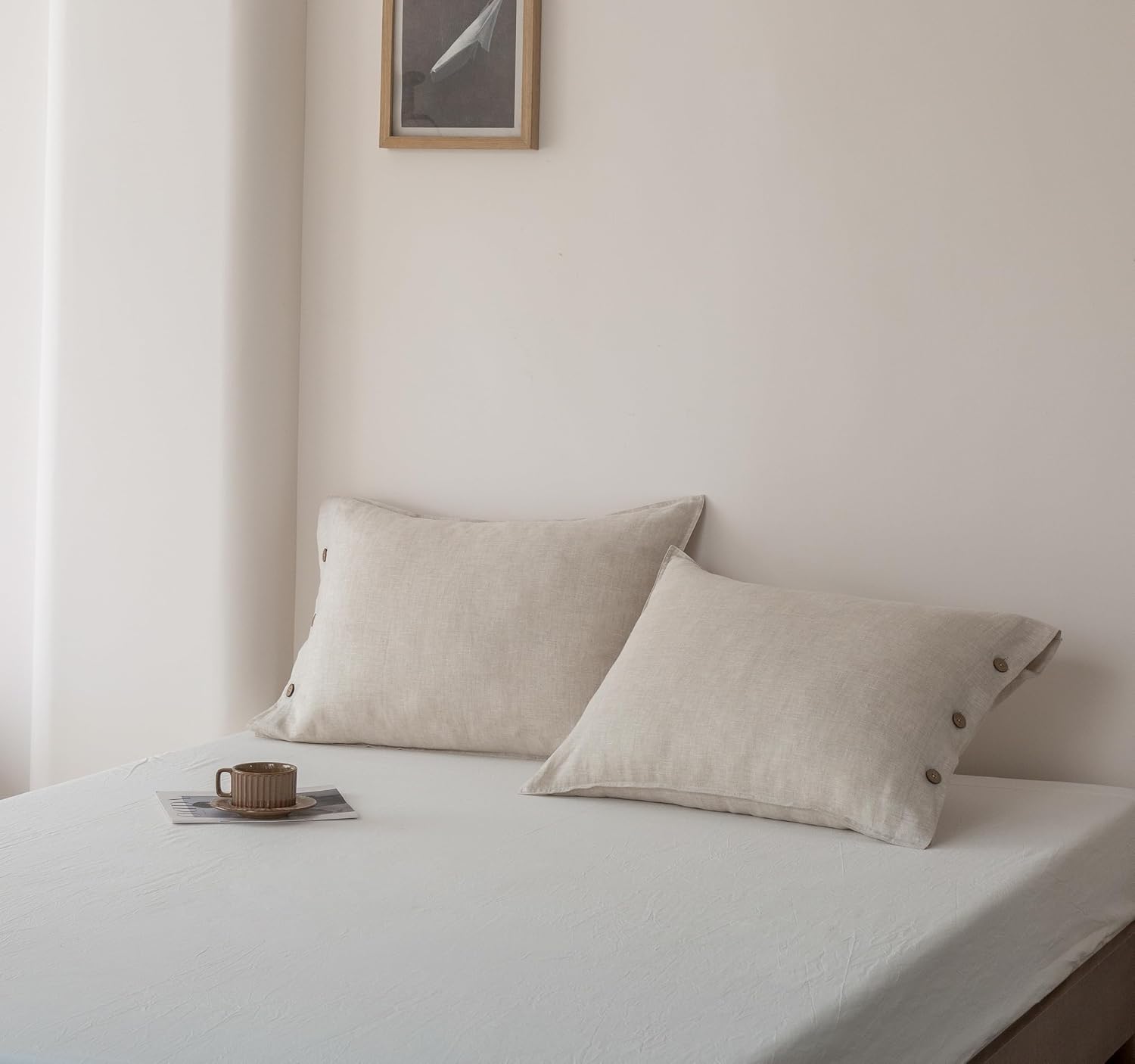 French Flax Linen Button Pillowcases Set