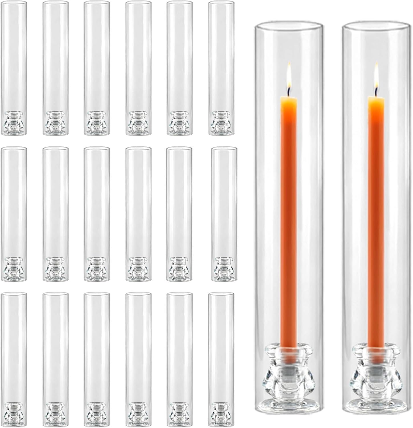 Clear Cylinder Glass Taper Candle Holders