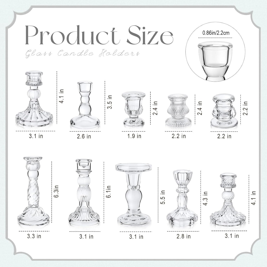 Clear Crystal Glass Taper Candle Holders