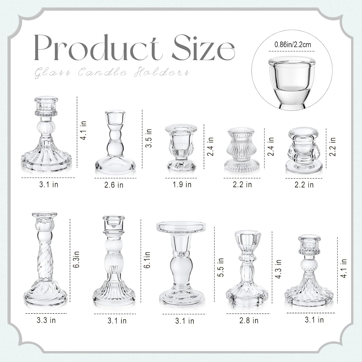 Clear Crystal Glass Taper Candle Holders