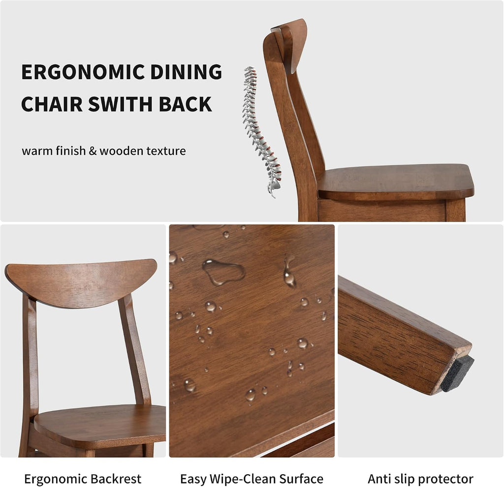 43.3 Inch Wood Dining Set Four Curved Back Chairs
