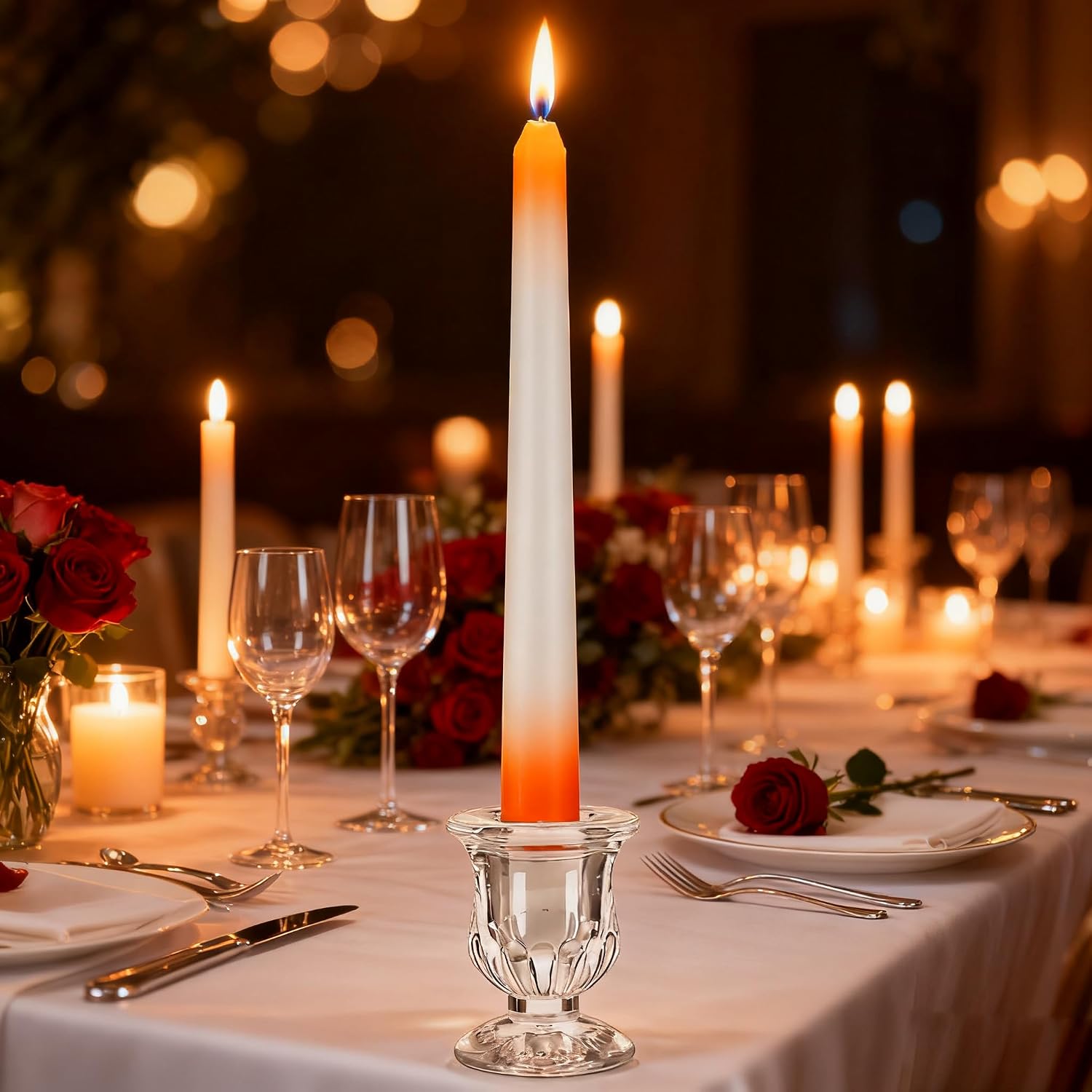 Small Clear Glass Taper Candle Holders