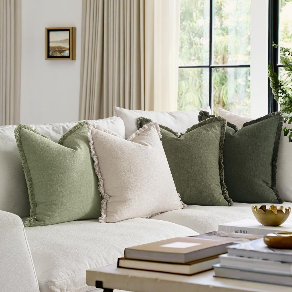 Boho Fringe Linen Farmhouse Pillow Covers