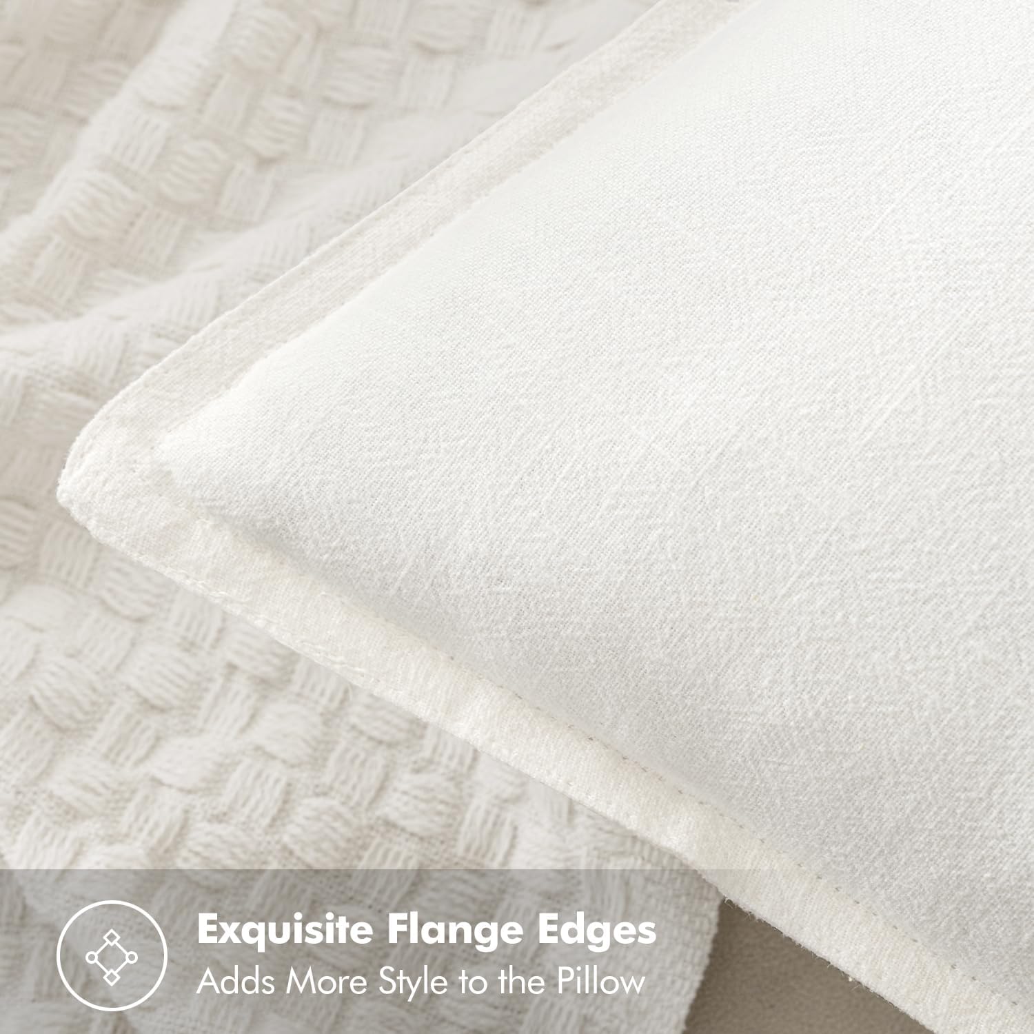 Cream Linen 24x24 Euro Pillow Covers Set of 2