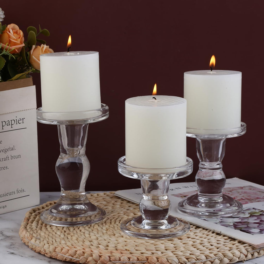Clear Crystal Glass Conical Candle Holders