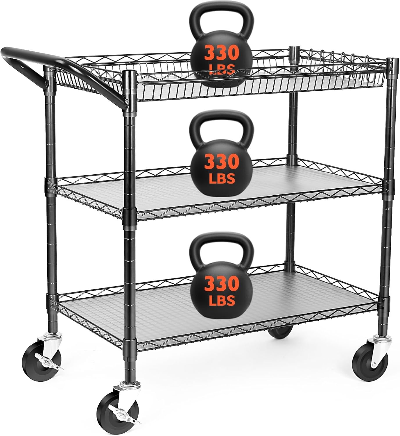 Three Tier Heavy Rolling Metal Utility Cart