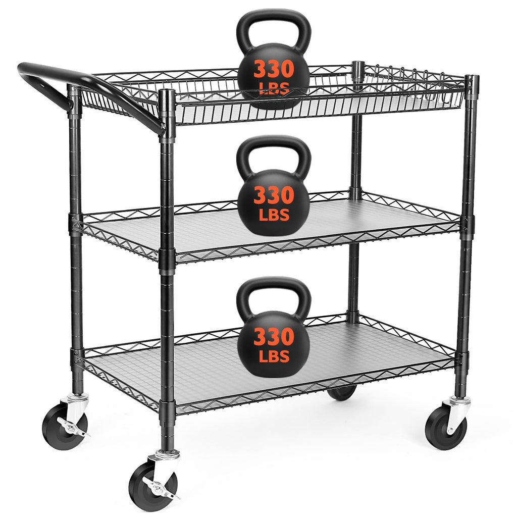 Three Tier Heavy Rolling Metal Utility Cart