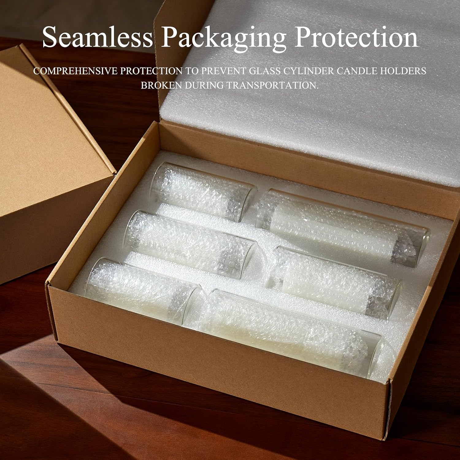 Glass Holders White Pillar Candle Set