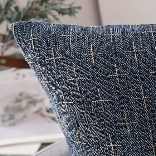 Blue Burlap Linen 20x20 Pillow Covers Set of 2