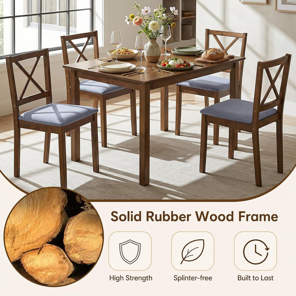 Space Saving Farmhouse Wood Dining Set for Four