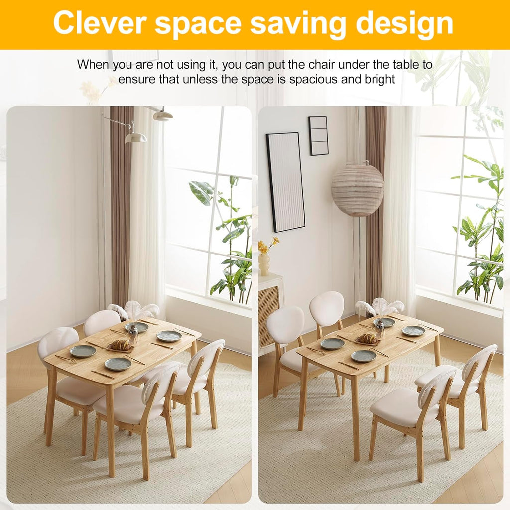 Mid Century 5 Piece Wood Dining Set Padded Seats