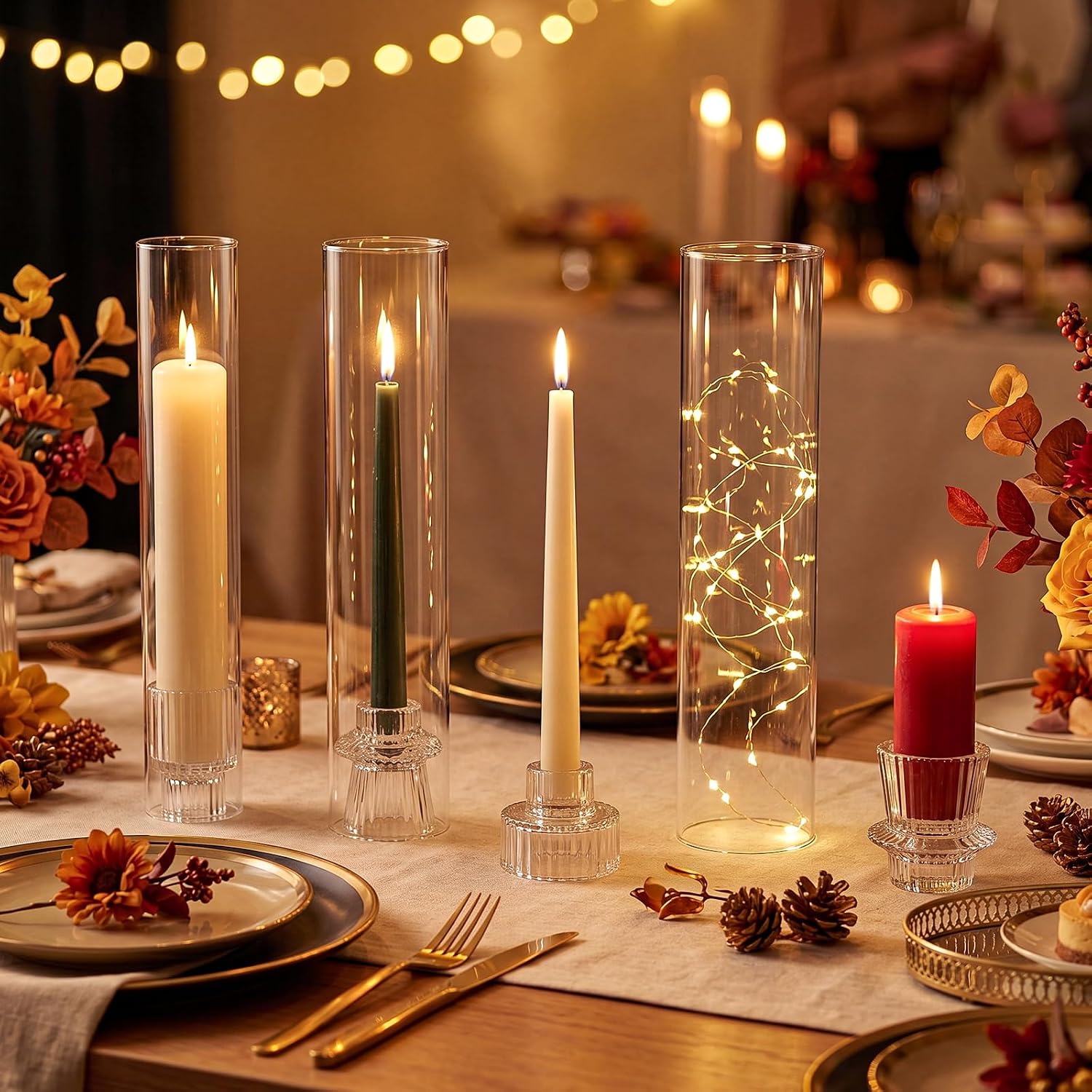 Reversible Hurricane Glass Candle Holders