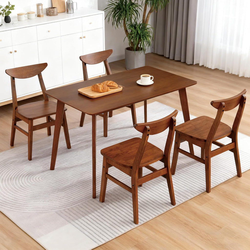 43.3 Inch Wood Dining Set Four Curved Back Chairs