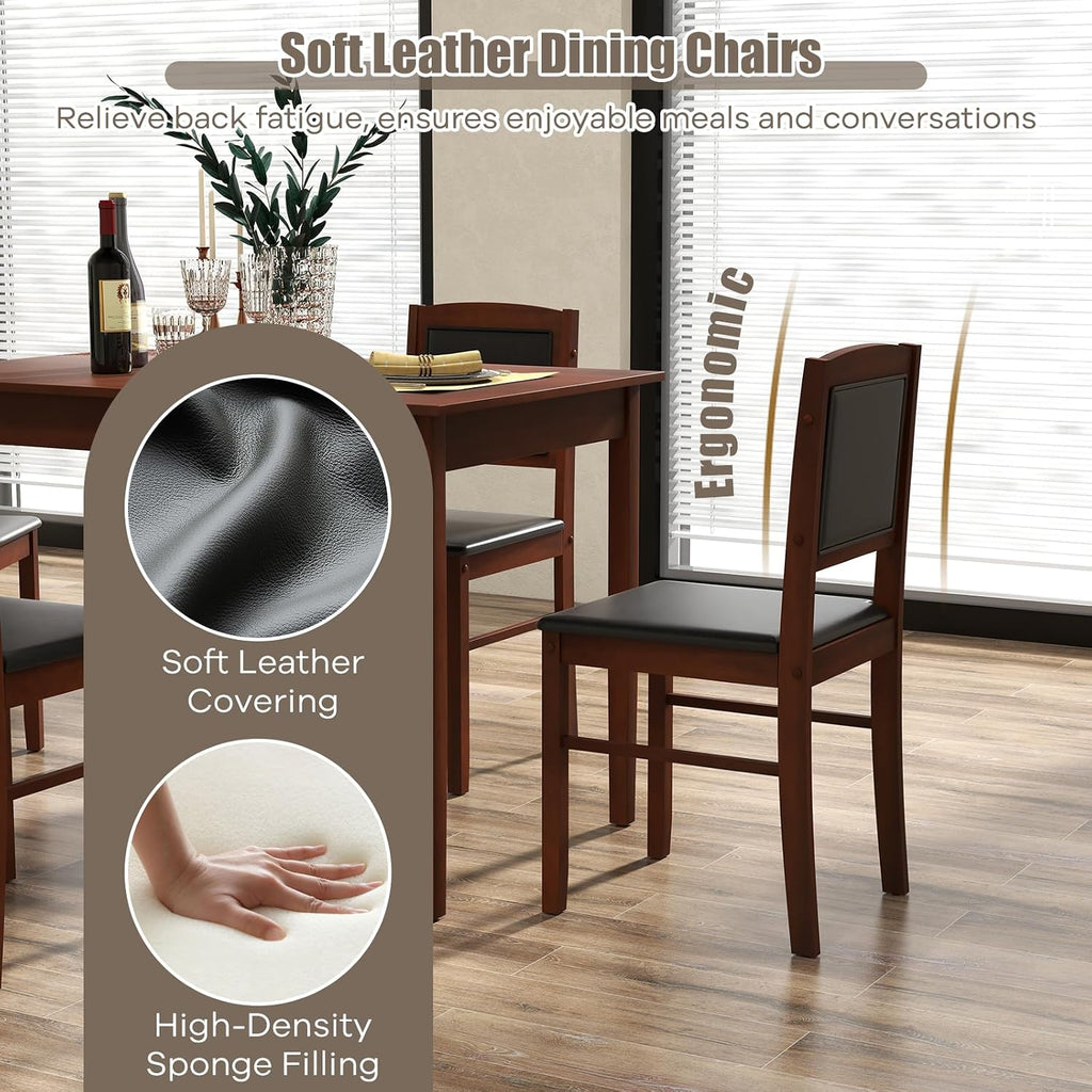 5 Piece Farmhouse Wood Dining Set Seats Four